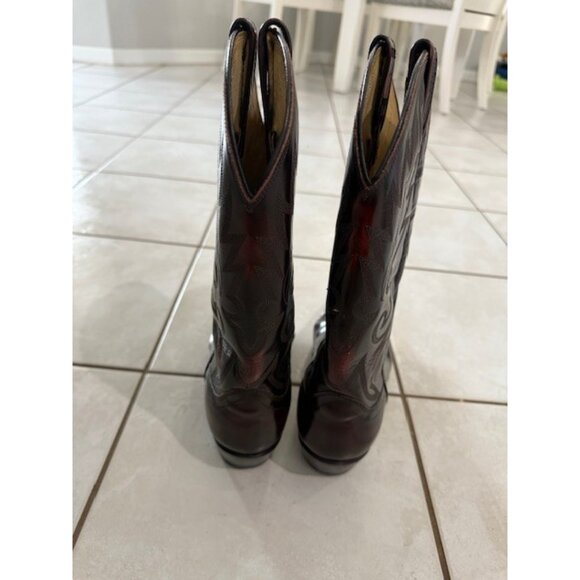 Dan Post Western Cowboy Boots Men’s 10.5 D Black Cherry Burgundy Pointed Toe GUC - Picture 6 of 14